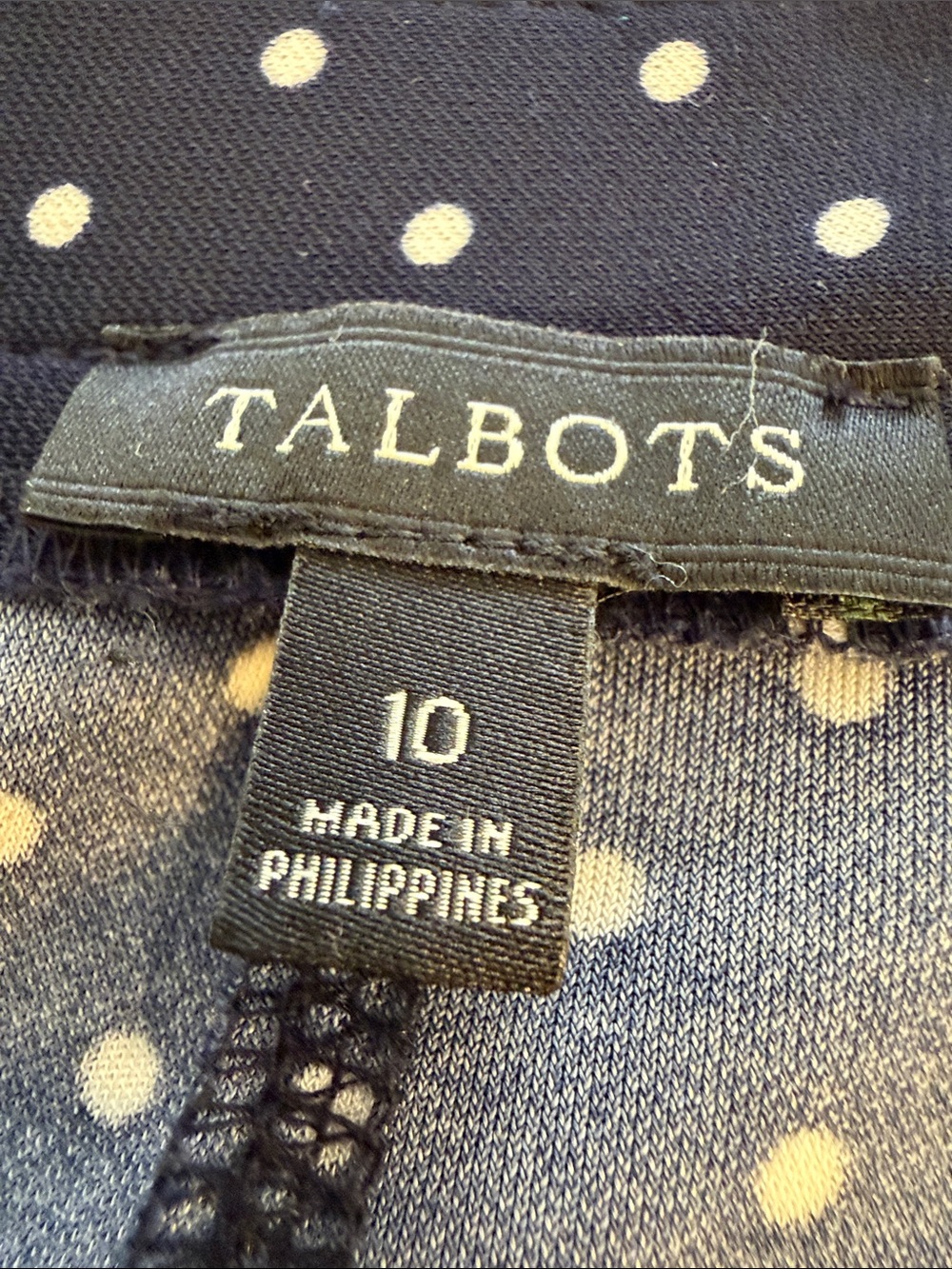 Talbots Navy and White Polka Dot Midi Skirt - Picture 2 of 3